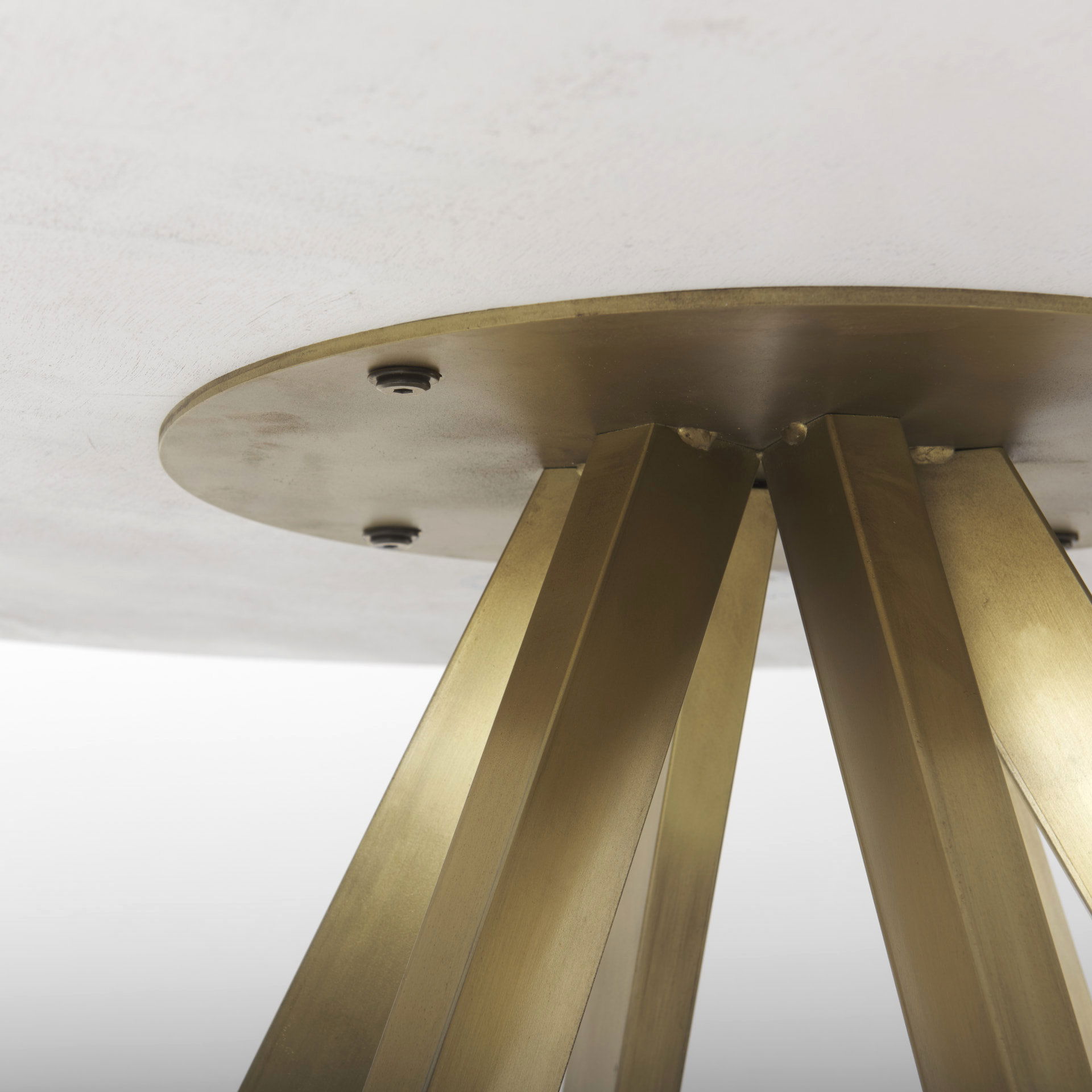 Laurent 48' Marble Top Gold Metal Base Dining Table large image 