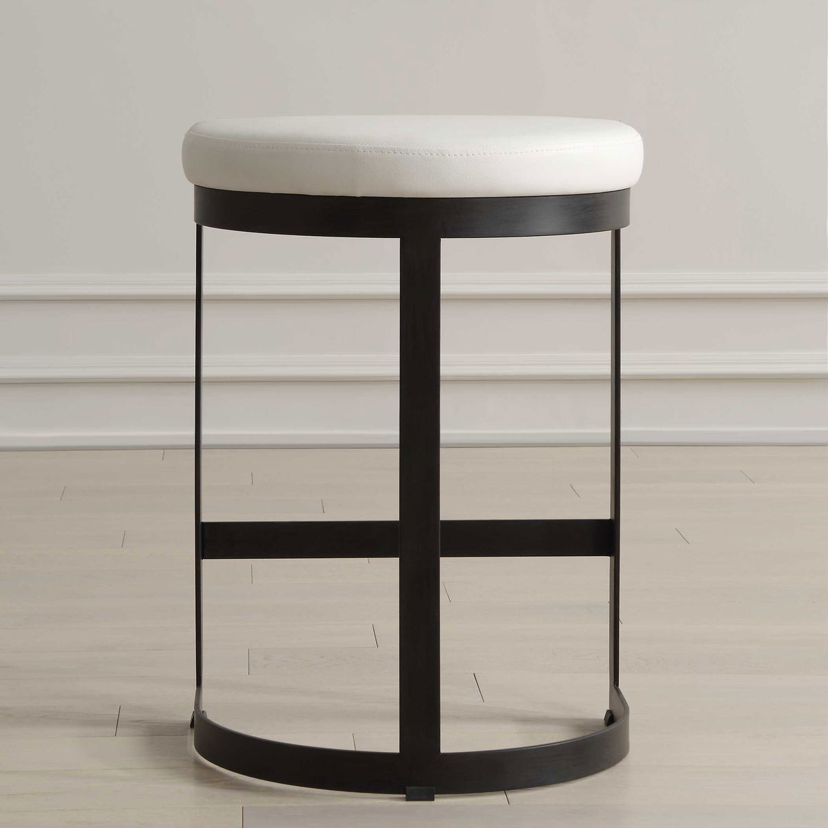 Ivanna White Counter Stool, Counter & Bar Stool by Uttermost, 18" width x 26" height x 14.5" depth View 4
