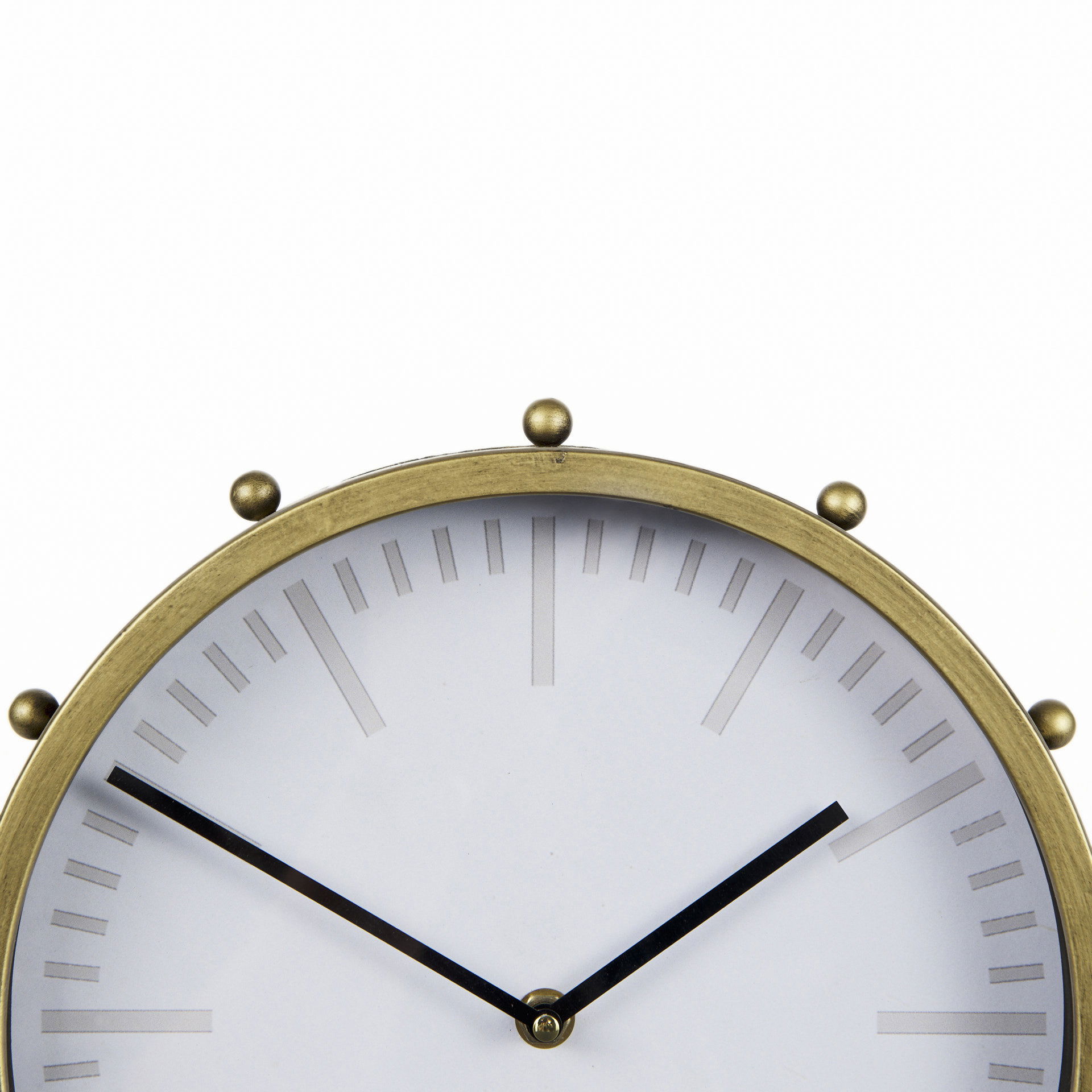 Marian  Gold Metal with Studs Round Table Clock, by Mercana, 11.02" length x 3.15" width x 11.02" height View 9