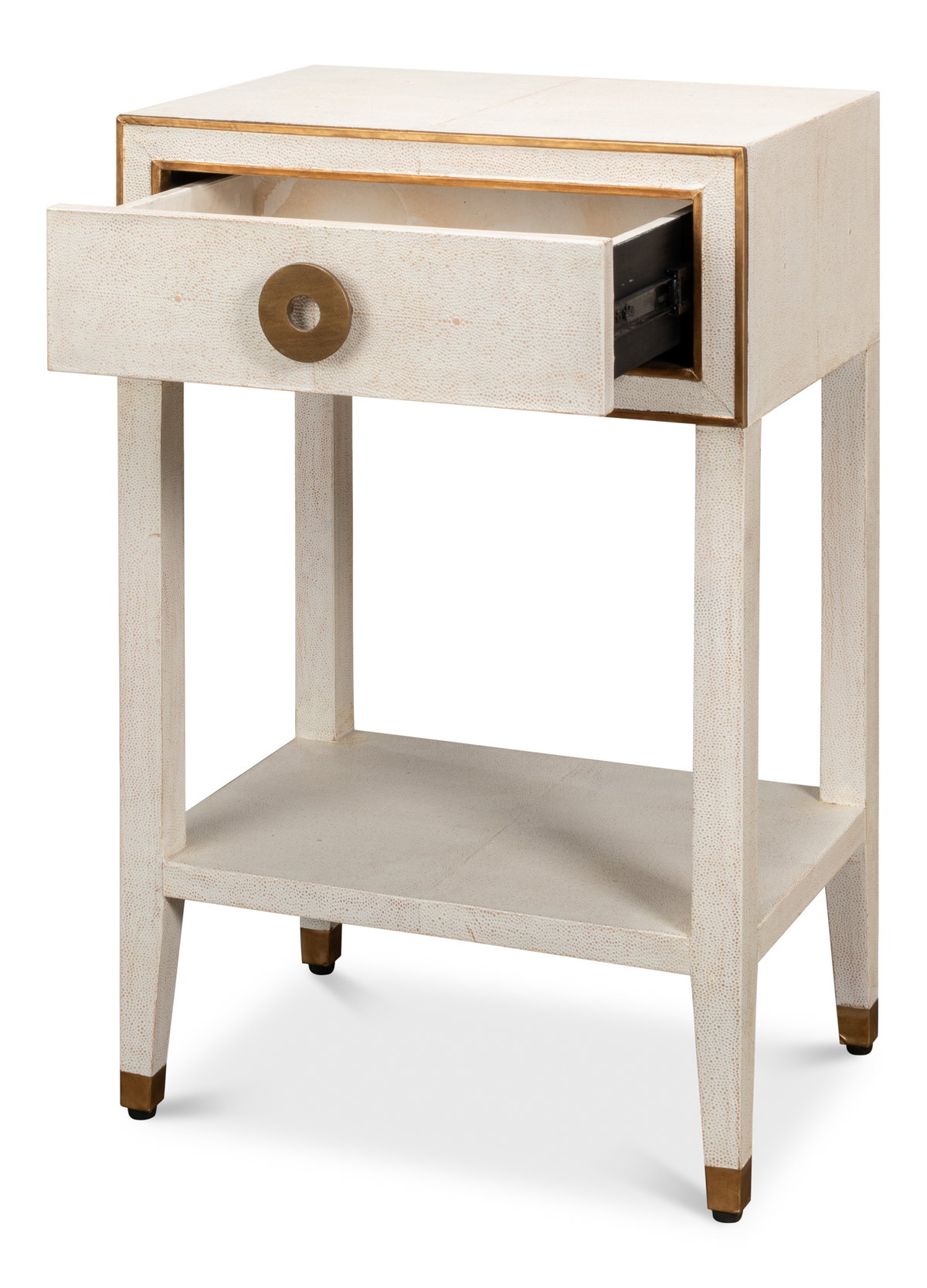 Gabriella Shagreen Nightstand Osprey Wht, by Sarreid, 1'2" length x 1'8" width x 2'7" height View 9
