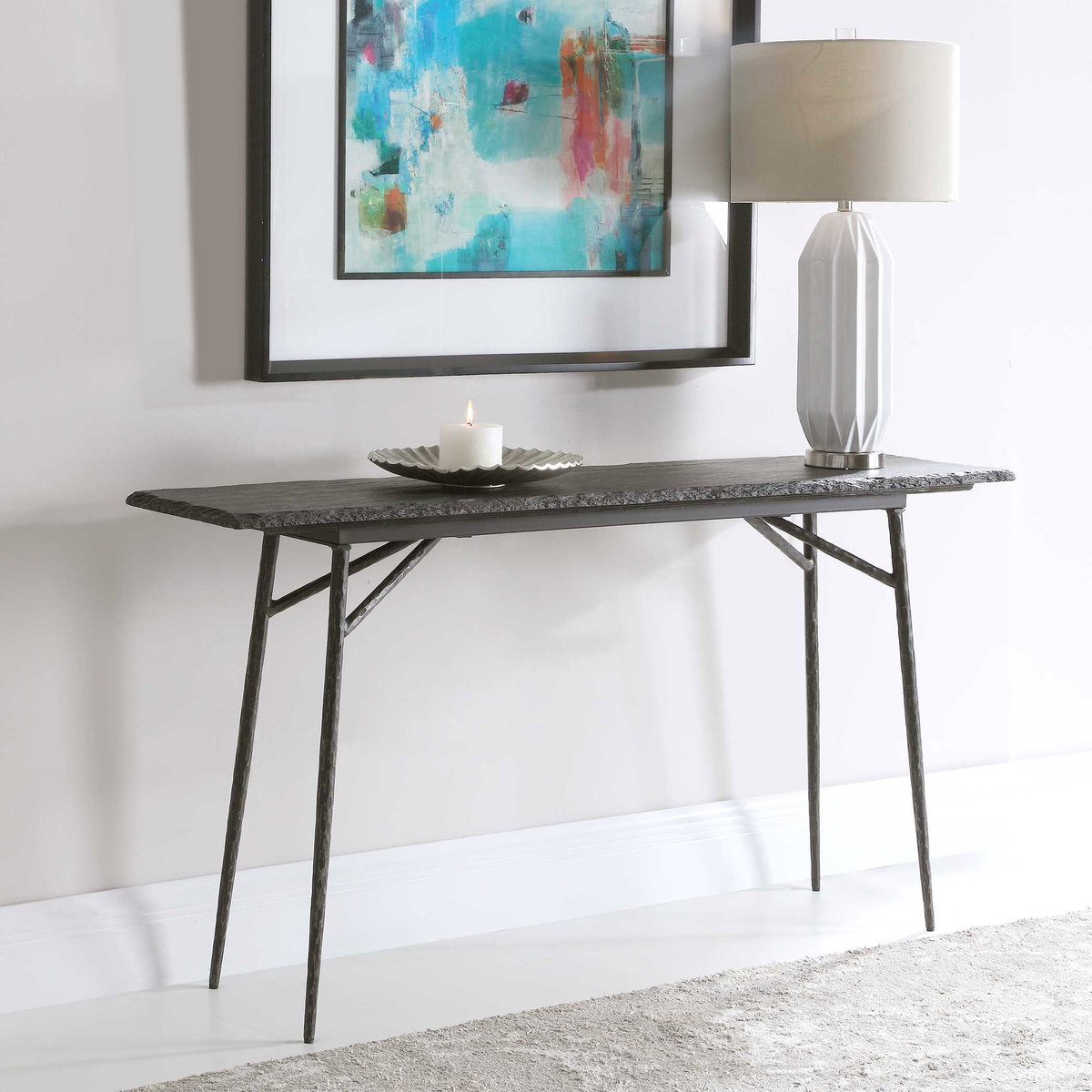 Kaduna Slate Console Table, by Uttermost, 60" width x 30.3" height x 15.7" depth View 5