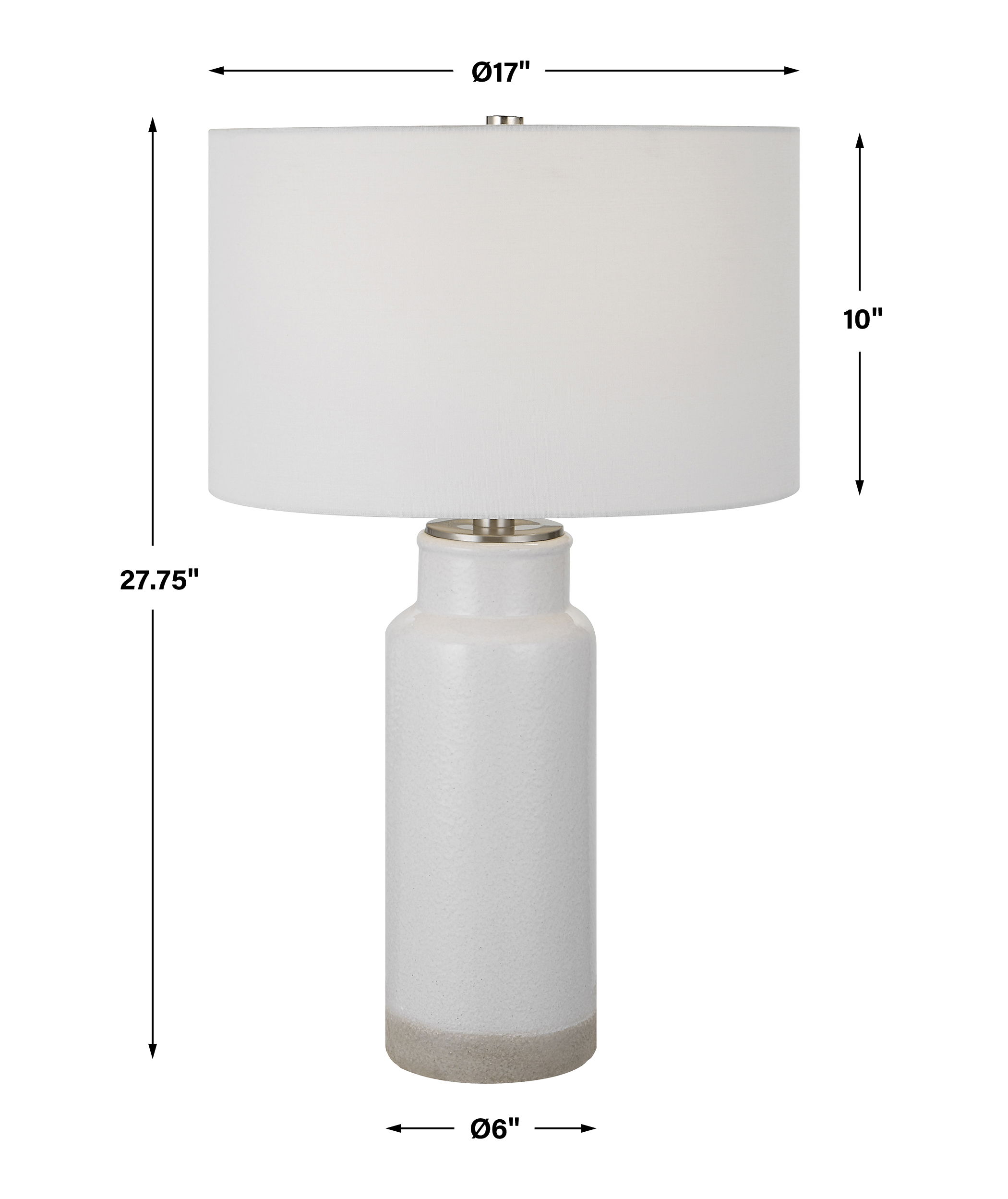 Albany White Farmhouse Table Lamp, by Uttermost, 17" width x 27.75" height x 17" depth View 3