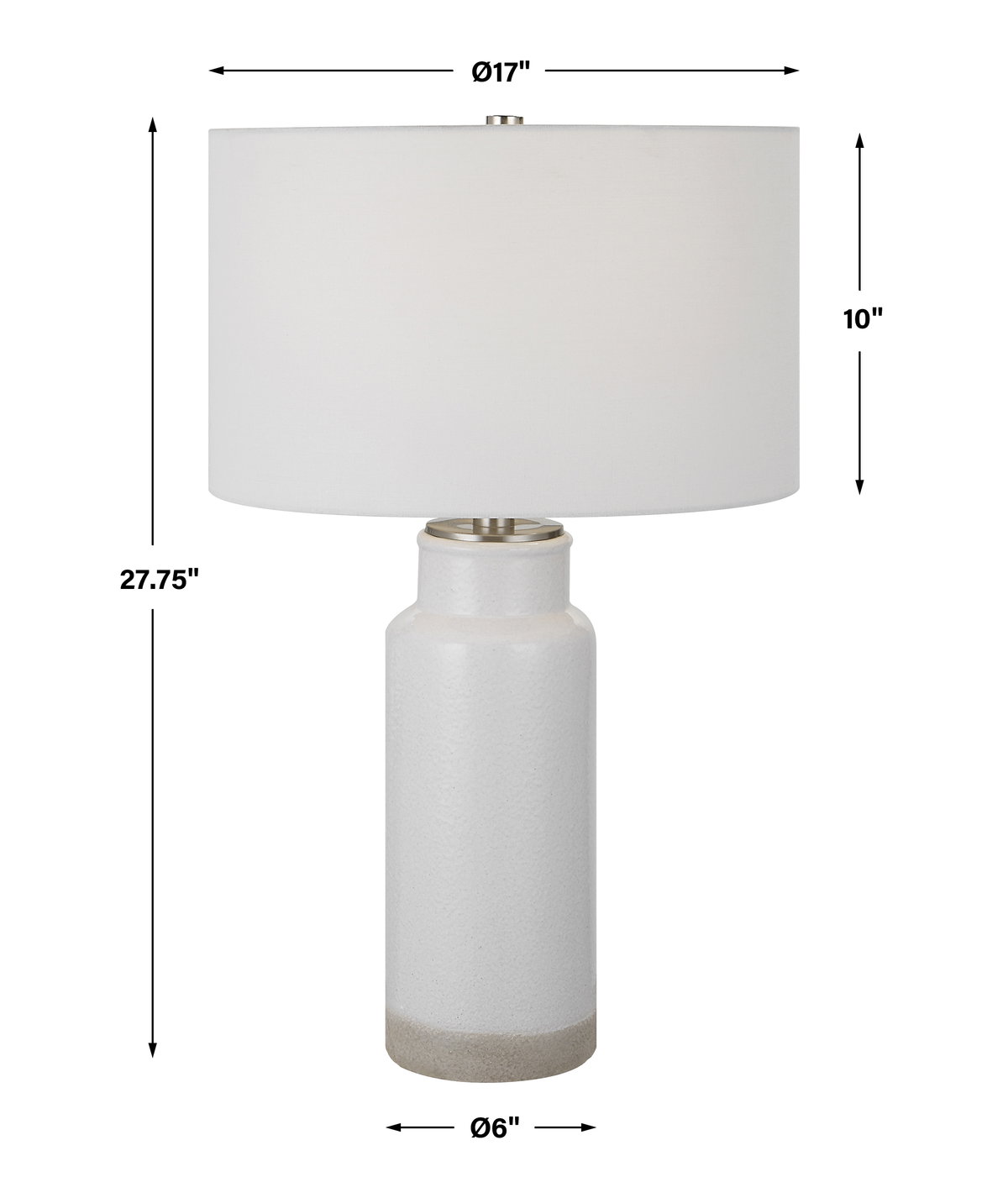 Albany White Farmhouse Table Lamp, by Uttermost, 17" width x 27.75" height x 17" depth View 3