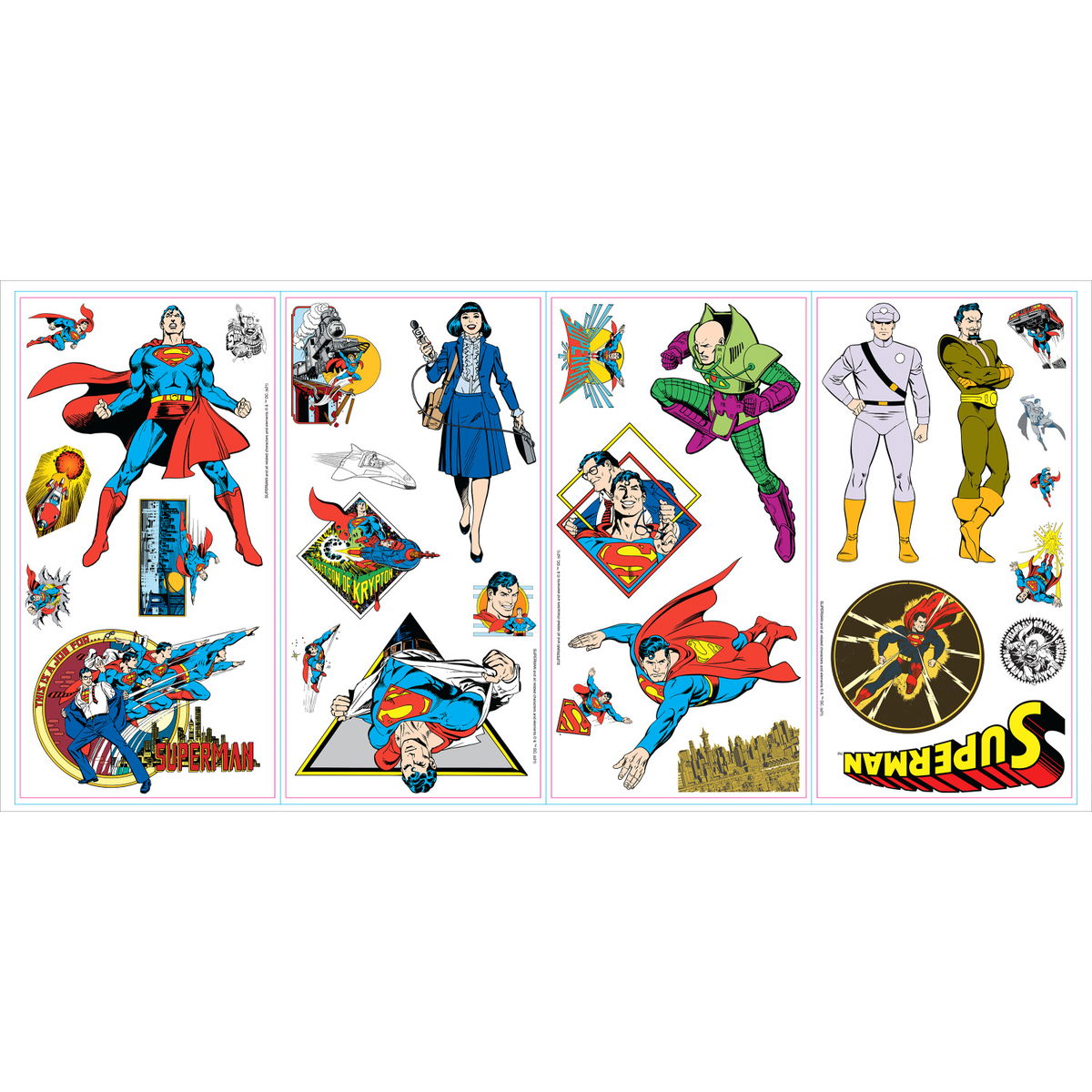 Classic Superman Characters Wall Decals, by York Wall, 1'4.8" length x 9" width x 1.02" depth