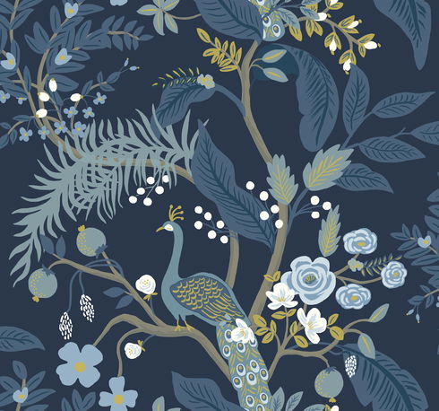 Peacock Navy Wallpaper
