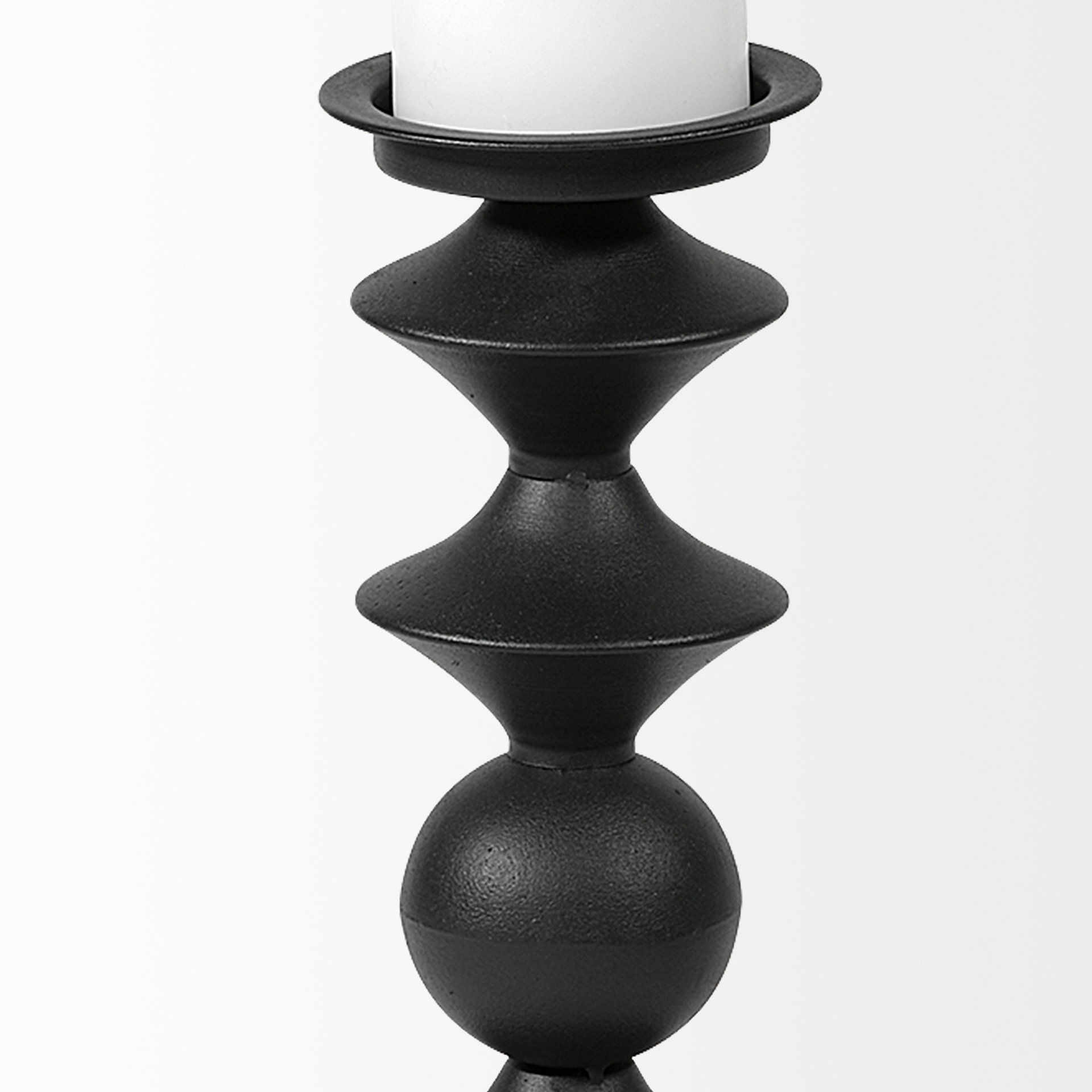 Candelero II Large Black Metal Grooved Table Candle Holder, Candles & Candle Holder by Mercana, 5.51" length x 5.51" width x 15.75" height View 6