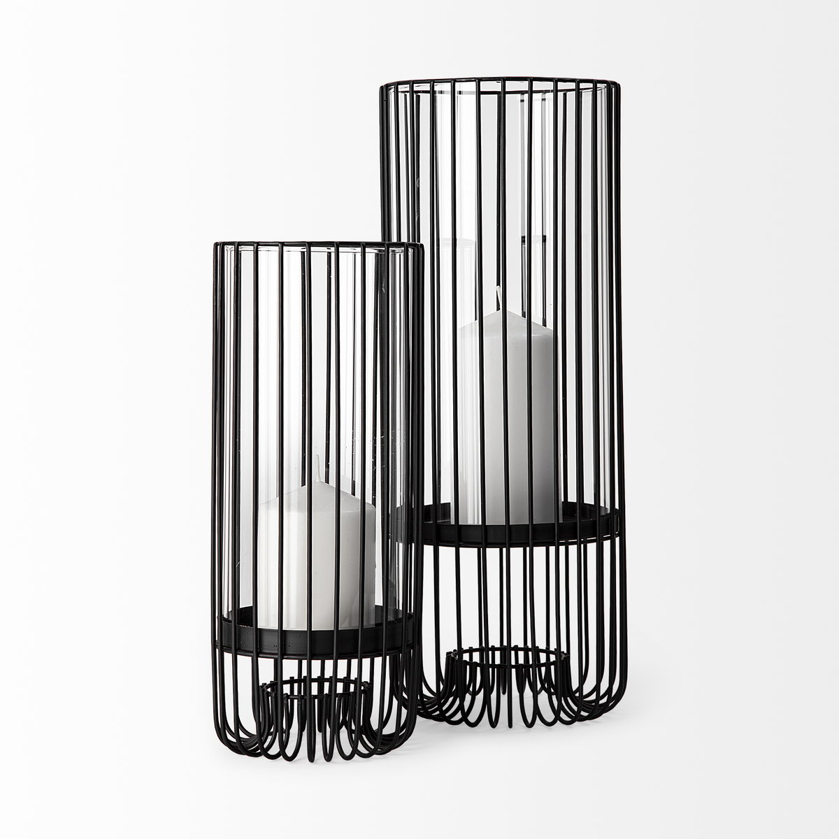 Velo II Large Black Metal Cylindrical Table Candle Holder, Candles & Candle Holder by Mercana, 6.3" length x 6.3" width x 16.73" height View 5