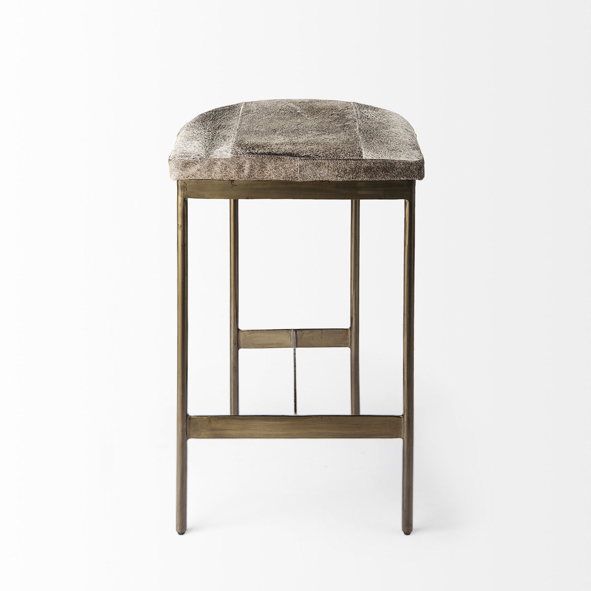 Millie Backless 26.25in Seat Counter Stool | Gray Hair-On-Hide, Counter & Bar Stool by Mercana, 16.75" length x 17.75" width x 26" height View 7