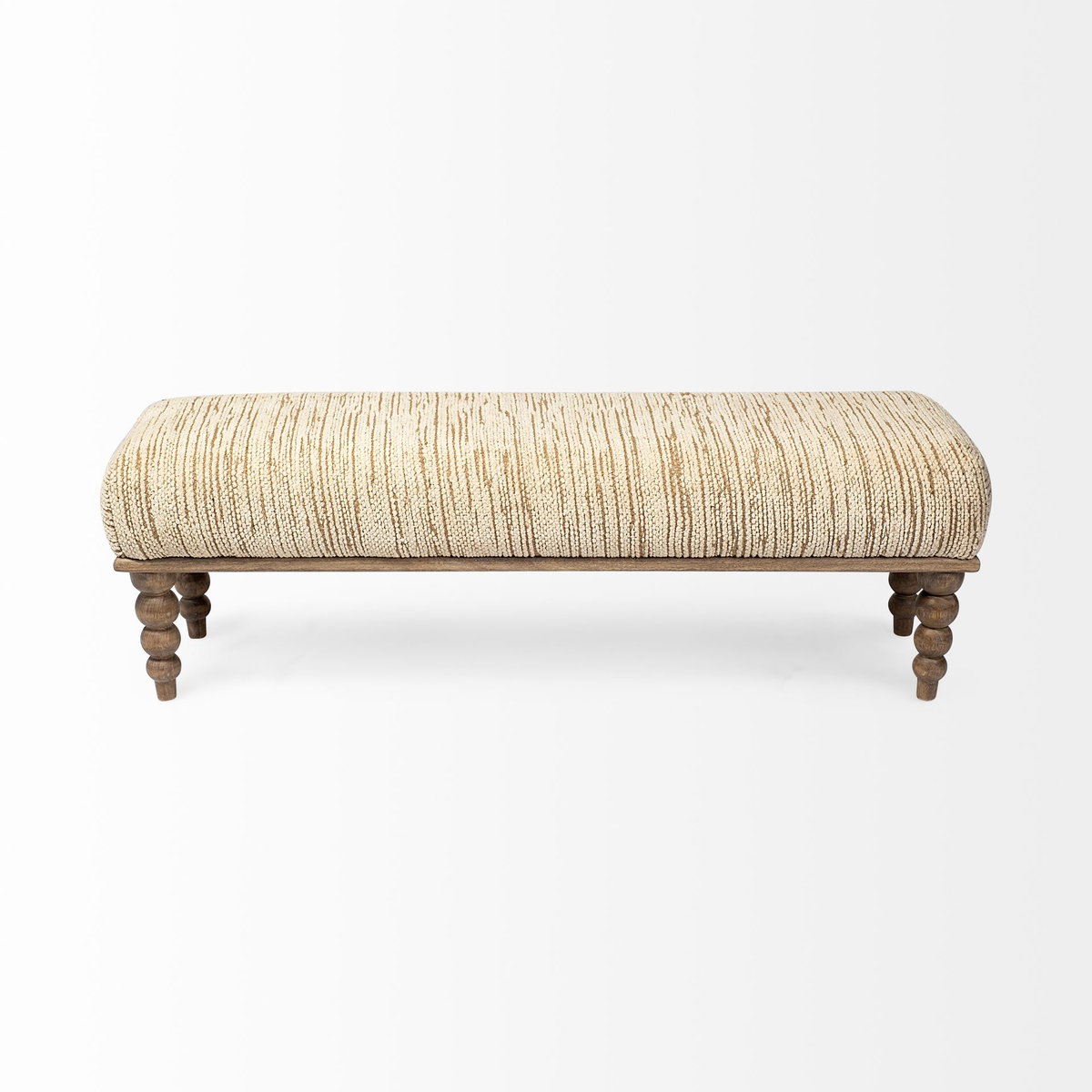 Alder II 55L x 16W Cream Upholstered Seat Wooden Base Accent Bench, Benche by Mercana, 55" length x 17" width x 18" height View 4