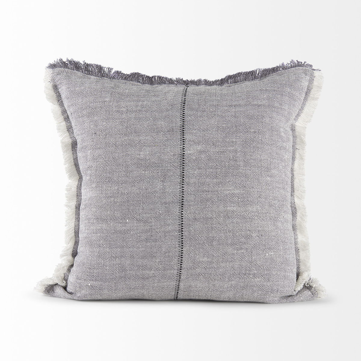 Thais 20x20 Blue and Cream Fringed Pillow Cover, Decorative Pillow by Mercana, 20" length x 20" width x 0.2" height View 6