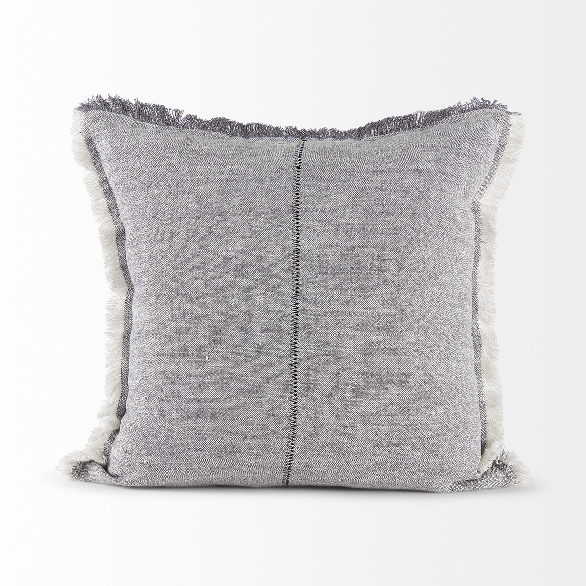 Thais 20x20 Blue and Cream Fringed Pillow Cover, Decorative Pillow by Mercana, 20" length x 20" width x 0.2" height View 6