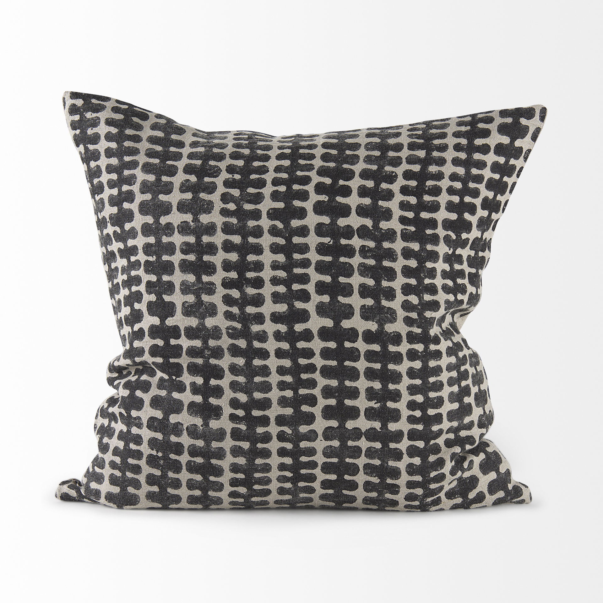 Miriam 18L x 18W Beige and Black Fabric Patterned Decorative Pillow Cover large image 