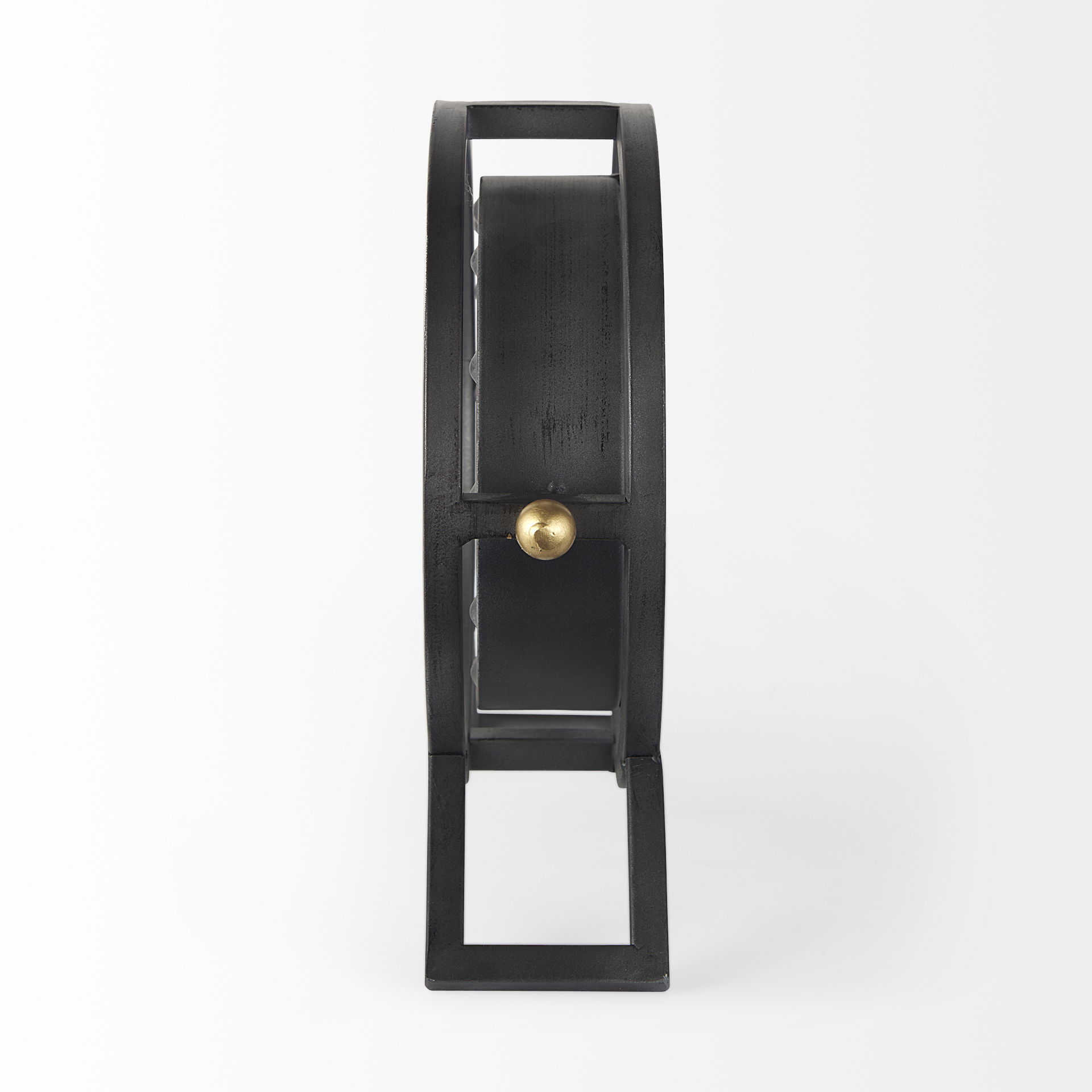 Gaston Gray Metal Circular Table Clock, by Mercana, 11.81" length x 3.15" width x 11.42" height View 5