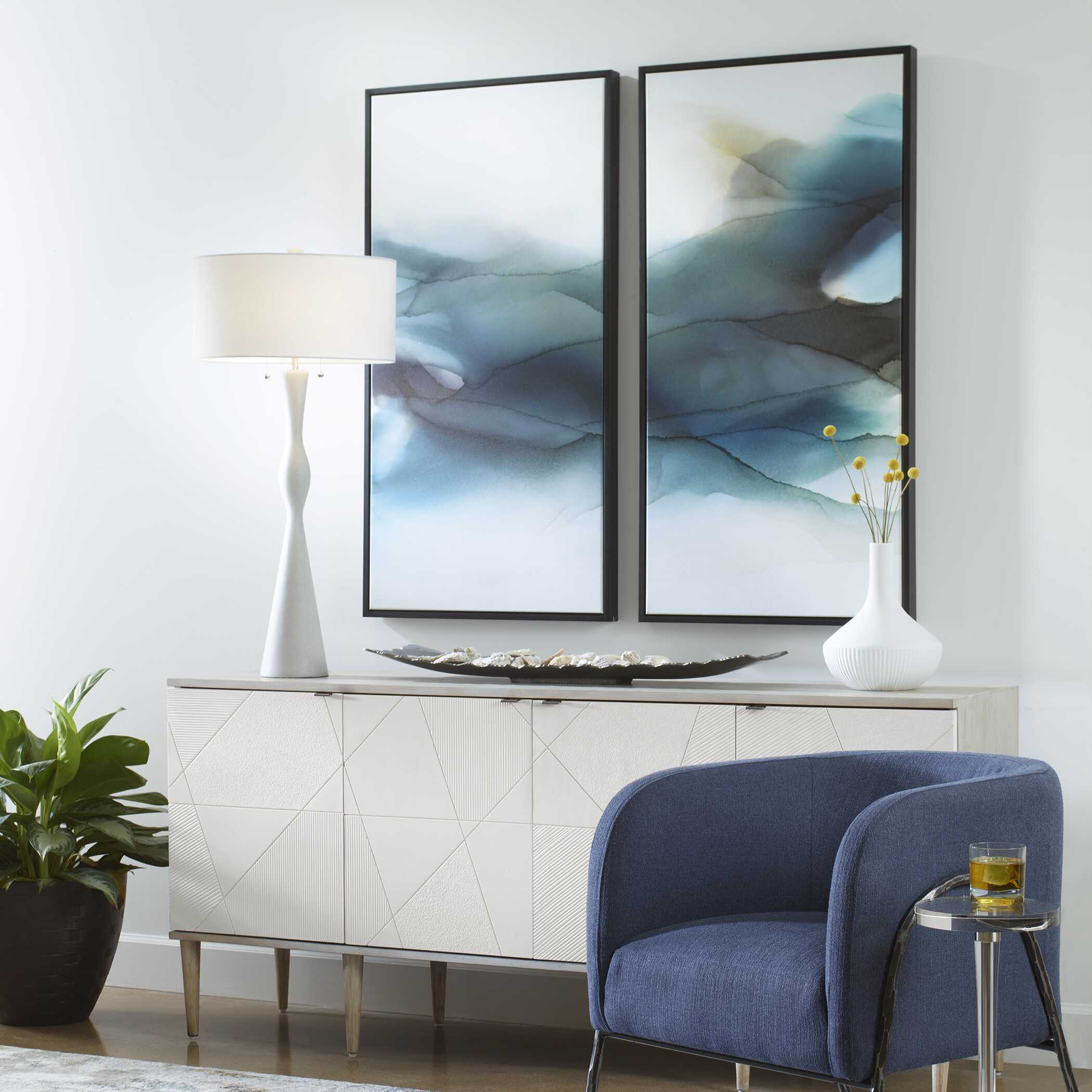 September Desert Modern Watercolor Art Set/2, Painting by Uttermost, 25.25" width x 49.25" height x 1.56" depth View 4