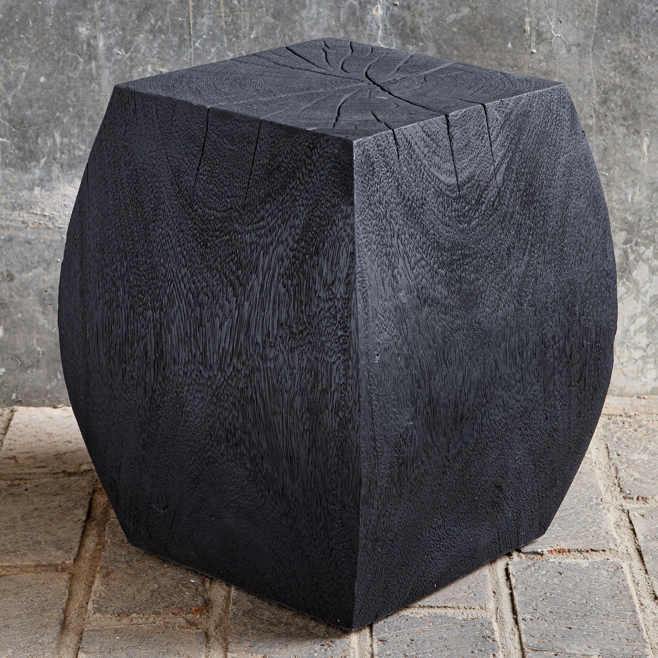 Grove Black Wooden Accent Stool large image 