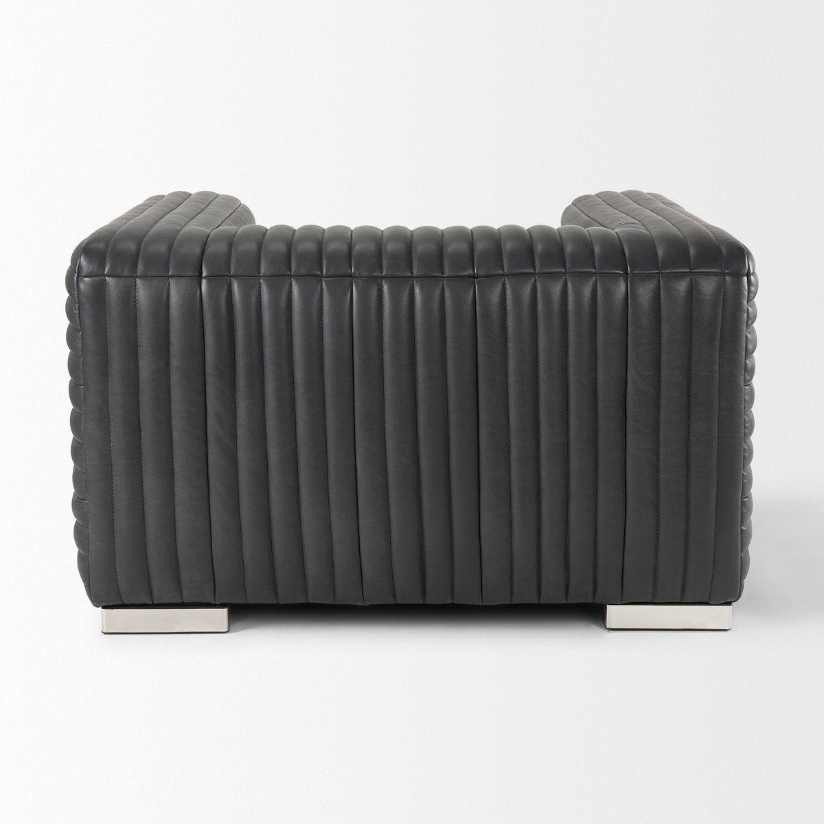 Ricciardo Black Leather Upholstered Arm Chair, Accent Chair by Mercana, 45.28" length x 38.19" width x 26.38" height View 5