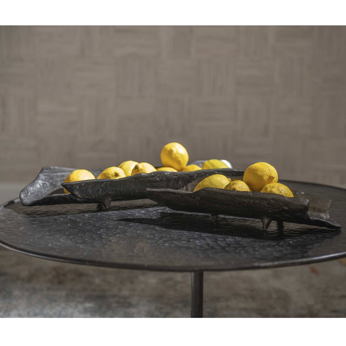Caryn Nickel Trays Set/2, Decorative by Uttermost, 20.87" width x 3.25" height x 6.25" depth View 3