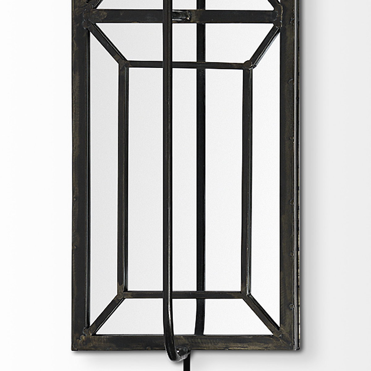Noah 12.2x55 Black Metal with White Fabric Shade Rectangular Wall Sconce, by Mercana, 12.2" length x 7" width x 55" height View 5