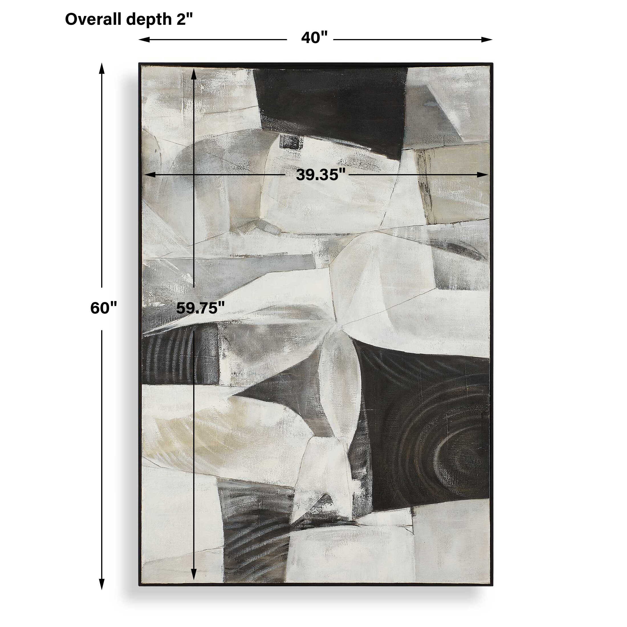 Folding Time Framed Abstract Art, Painting by Uttermost, 40" width x 60" height x 2" depth View 3