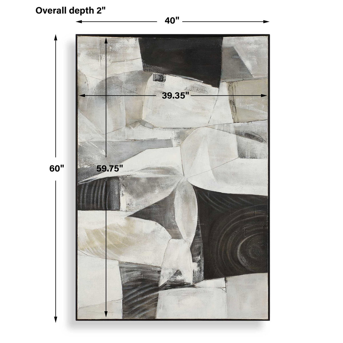 Folding Time Framed Abstract Art, Painting by Uttermost, 40" width x 60" height x 2" depth View 3