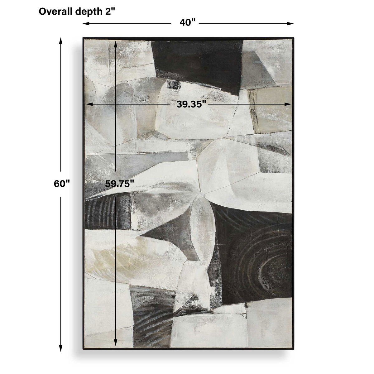 Folding Time Framed Abstract Art, by Uttermost, 40" width x 60" height x 2" depth View 3