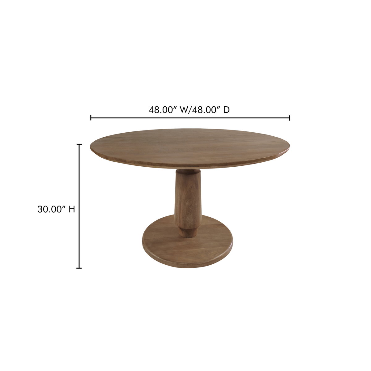 Clark Dining Table Brown, by Moe's Home, 48" width x 30" height x 48" depth View 8
