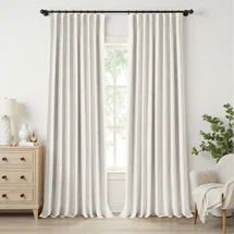 Online Designer Dining Room Birglinde Faux Linen Textured Thermal 100% Blackout Curtains for Bedroom Living Room Rod Pocket/Ring Clips (Set of 2)