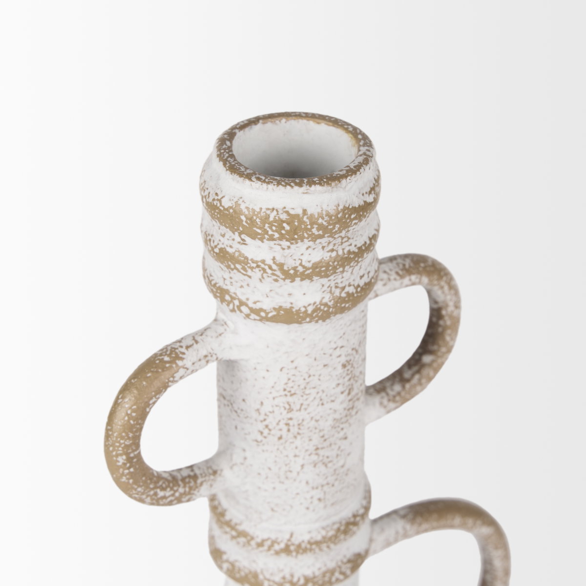Ziva Large Distressed White Metal Sculptural Object, Decorative Object by Mercana, 5.91" length x 3.94" width x 13.78" height View 6