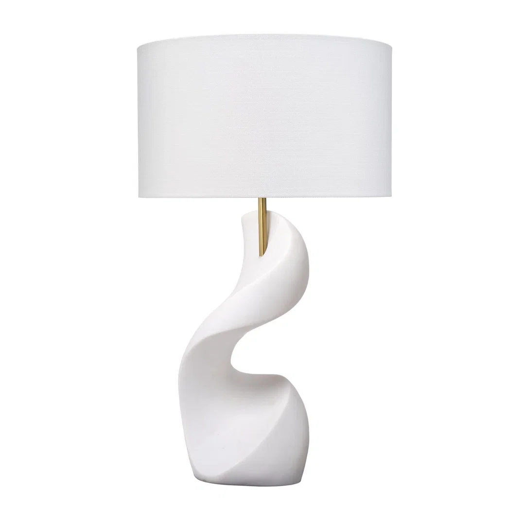 Cobra Ricestone Table Lamp with Linen Shade, by Jamie Young, 19" width x 33" height x 19" depth View 1