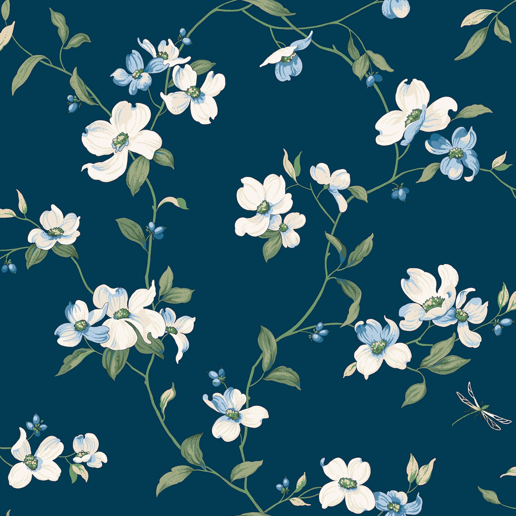 Dogwood Navy Wallpaper large image 