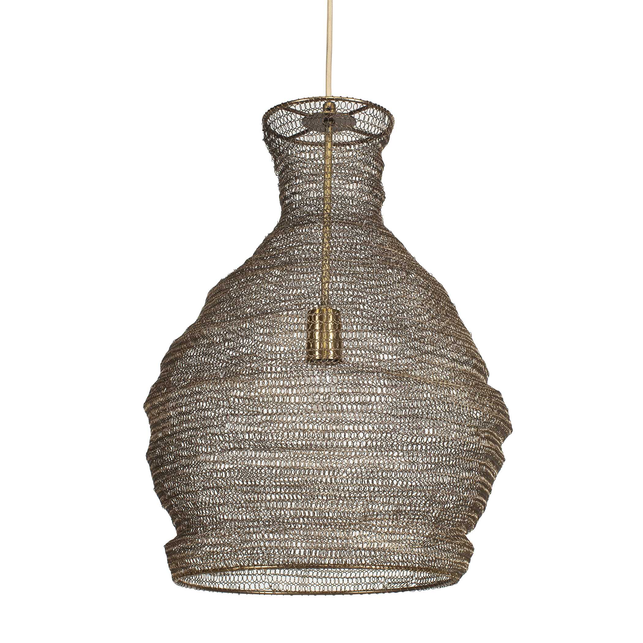 Murmur Woven Brass 1 Light Pendant, Ceiling Light by Uttermost, 15" width x 21.6" height x 15" diameter x 15" depth View 3
