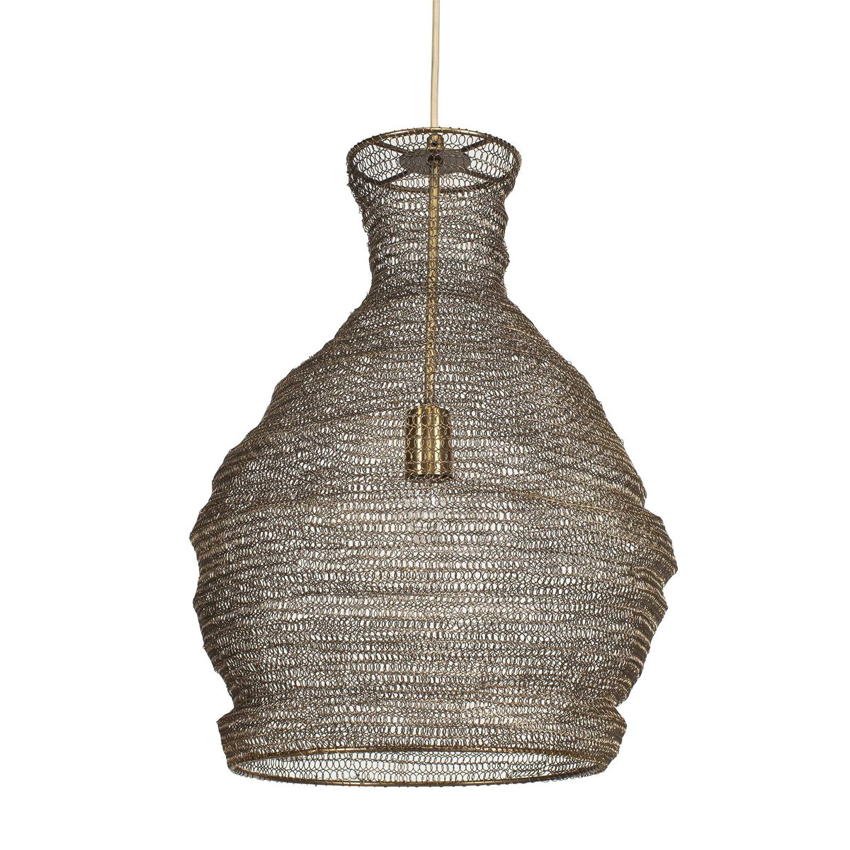 Murmur Woven Brass 1 Light Pendant, Ceiling Light by Uttermost, 15" width x 21.6" height x 15" diameter x 15" depth View 3