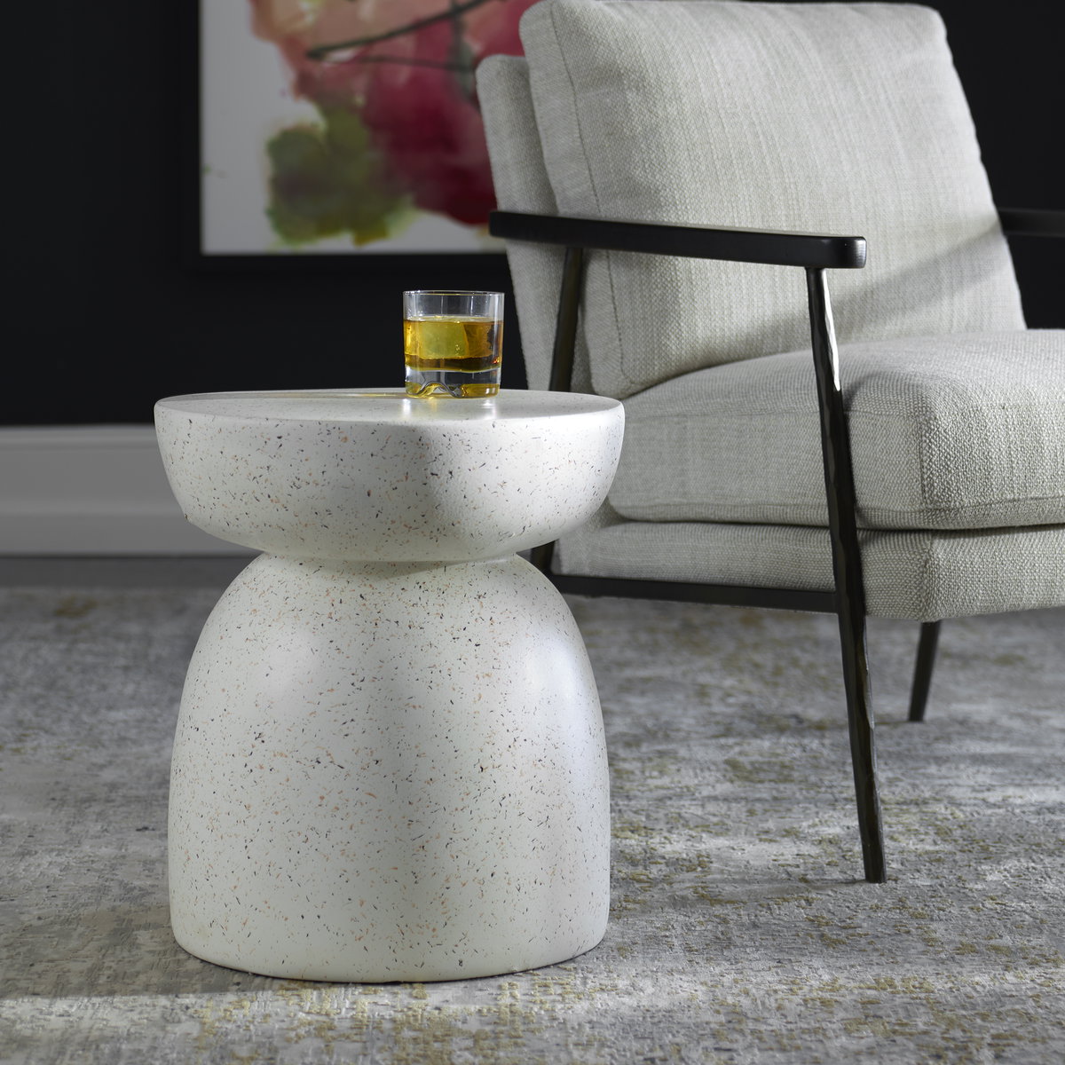 Inhale Cast White Accent Table, Side & End Table by Uttermost, 15.75" width x 17.75" height x 15.75" depth View 2