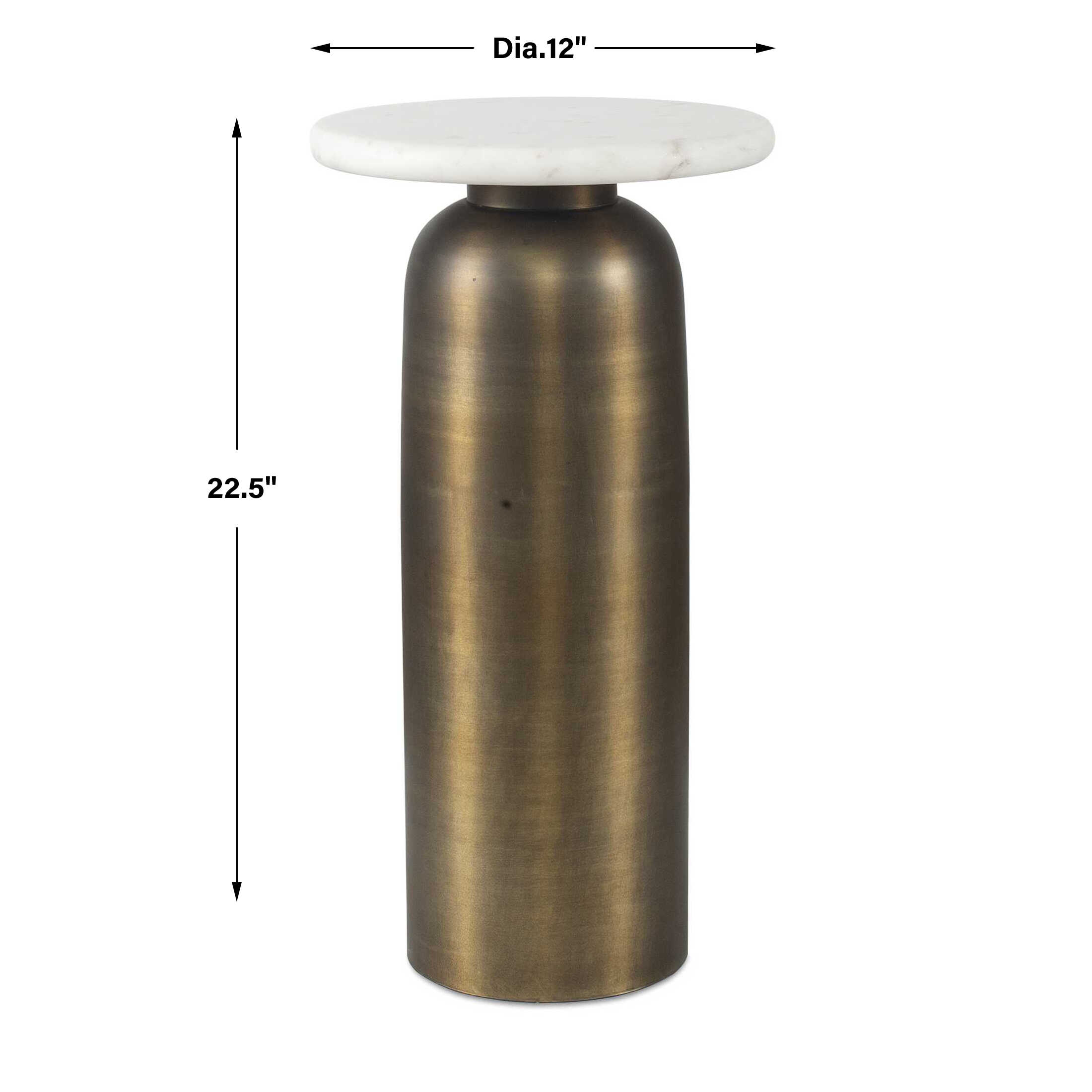 Reiss Marble & Brass Drink Table, Furniture by Uttermost, 12" width x 22.5" height x 12" depth View 2