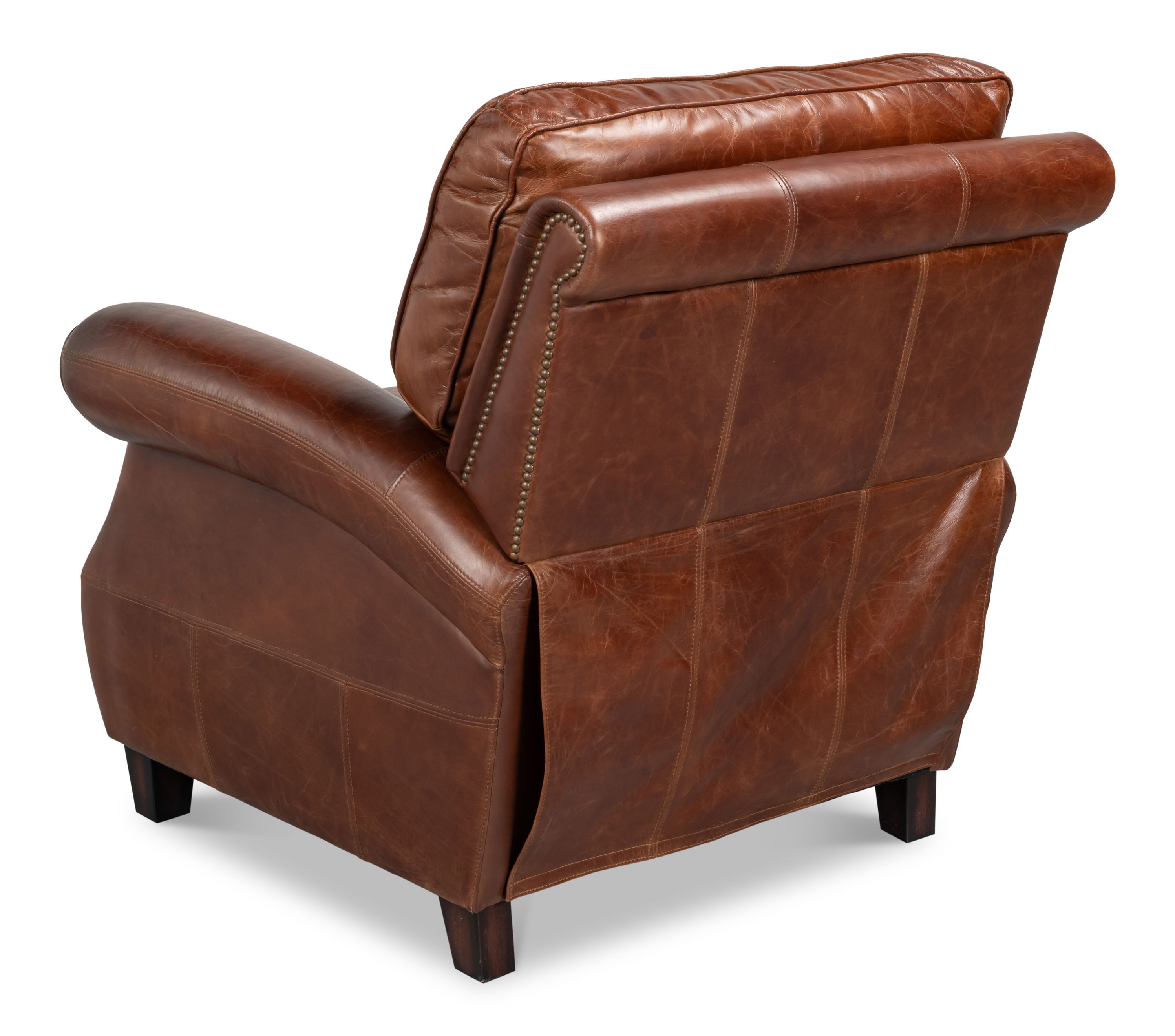 Roosevelt Leather Recliner, Seating by Sarreid, 39" length x 38" width x 39" height View 6