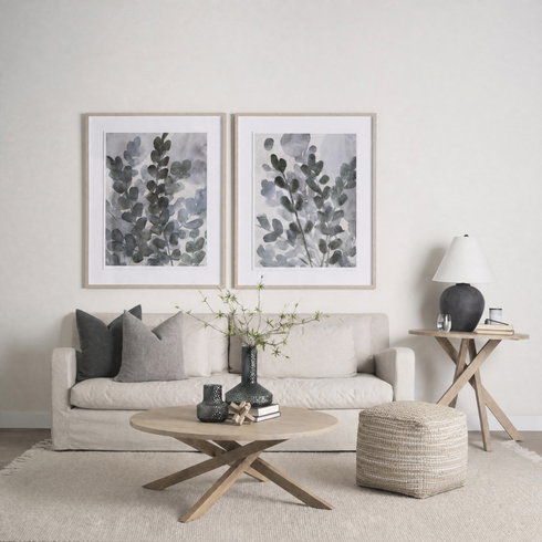 Aalia Beige Leather and Jute Pouf
