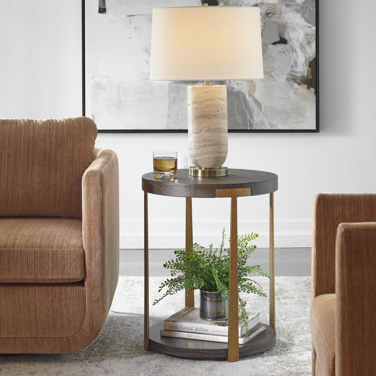 Palisade Round Wood Side Table, Side & End Table by Uttermost, 19" width x 24" height x 19" depth View 9