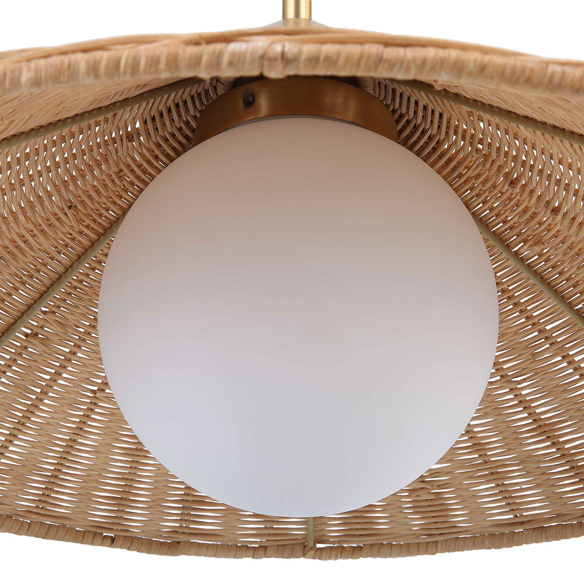 Phuvinh 1 Light Rattan Shade Pendant, by Uttermost, 20" width x 9.5" height x 20" diameter x 20" depth View 7