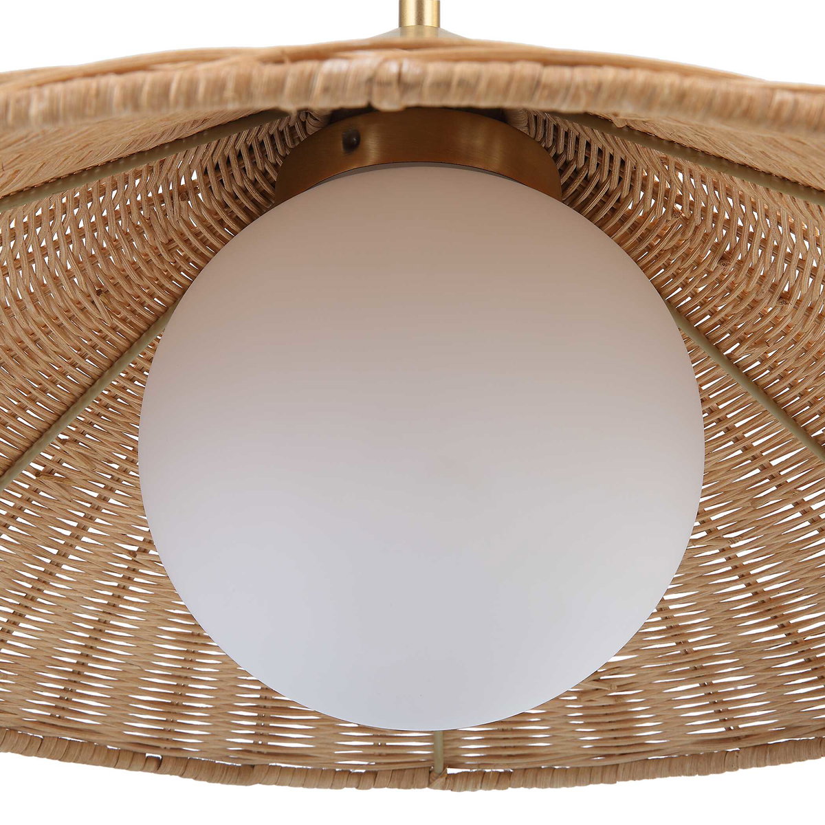Phuvinh 1 Light Rattan Shade Pendant, by Uttermost, 20" width x 9.5" height x 20" diameter x 20" depth View 7