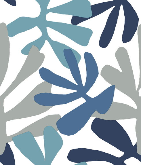 Kinetic Tropical Blue & Grey Peel & Stick Wallpaper