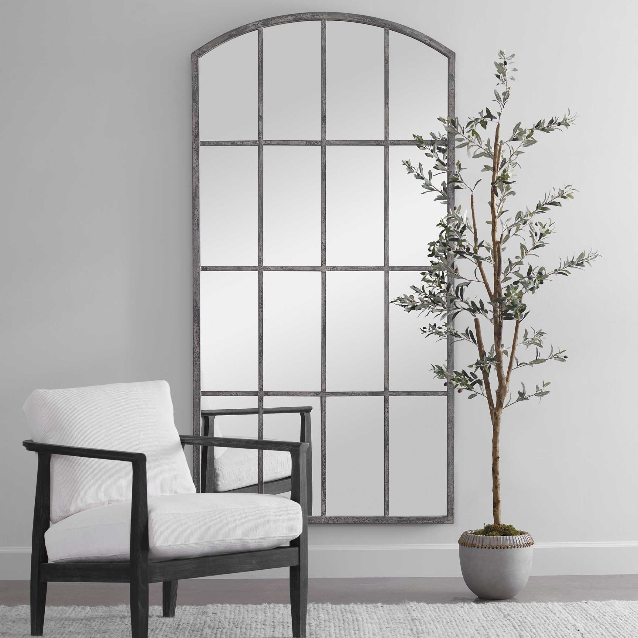 Amiel Ivory Arched Mirror, by Uttermost, 42.25" width x 82" height x 1.5" depth View 2