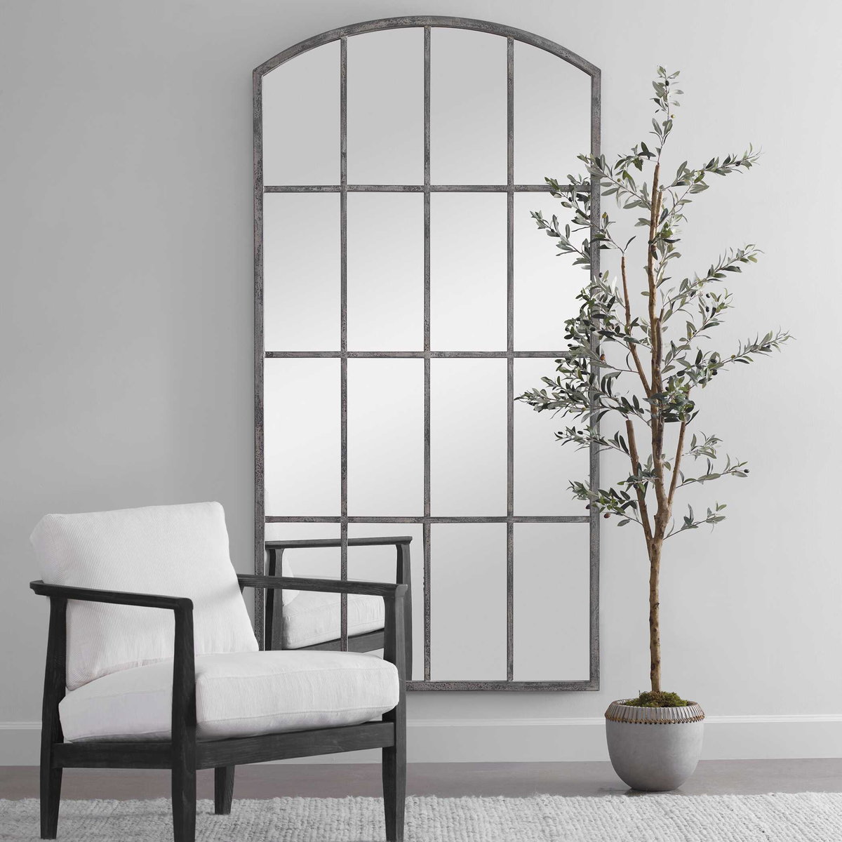 Amiel Ivory Arched Mirror, by Uttermost, 42.25" width x 82" height x 1.5" depth View 2