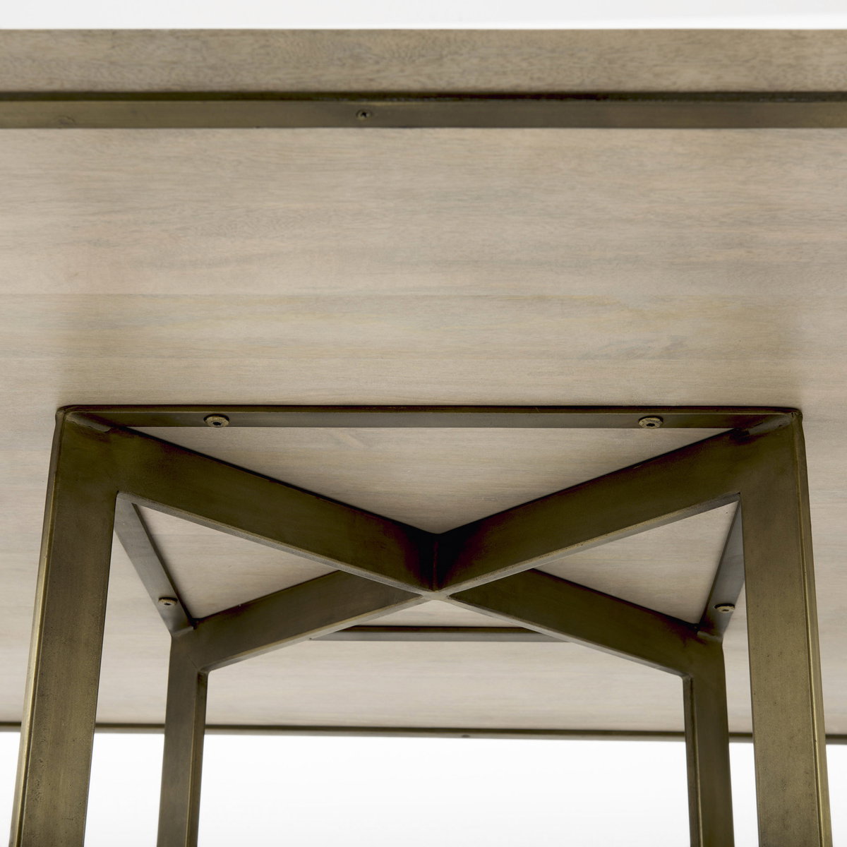 Faye 48'L x 48'W Square Dining Table | Modern | Beige Wood & Antique Gold Metal | Seats 4, by Mercana, 48" length x 48" width x 30" height View 7