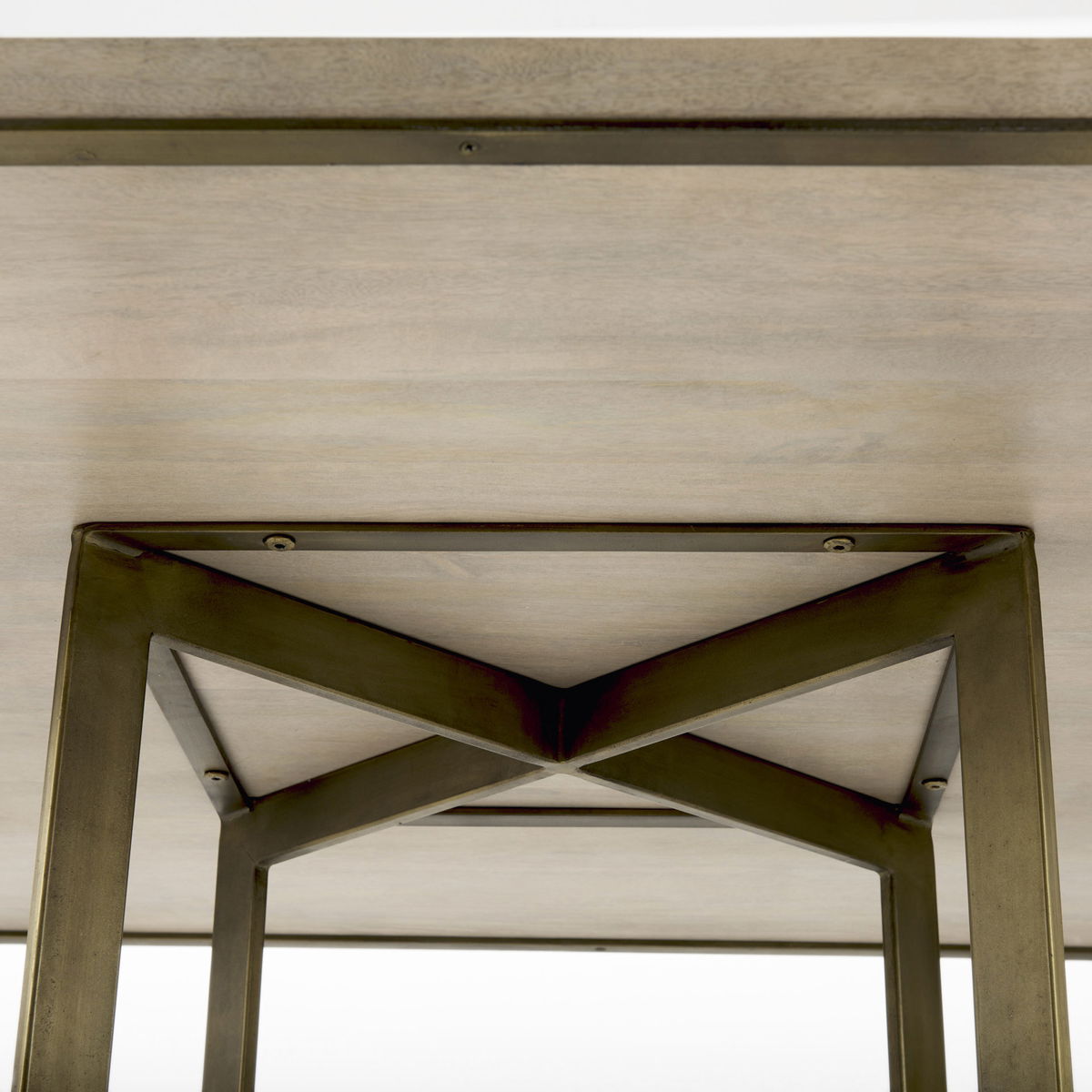 Faye 48'L x 48'W Square Dining Table | Modern | Beige Wood & Antique Gold Metal | Seats 4, by Mercana, 48" length x 48" width x 30" height View 8