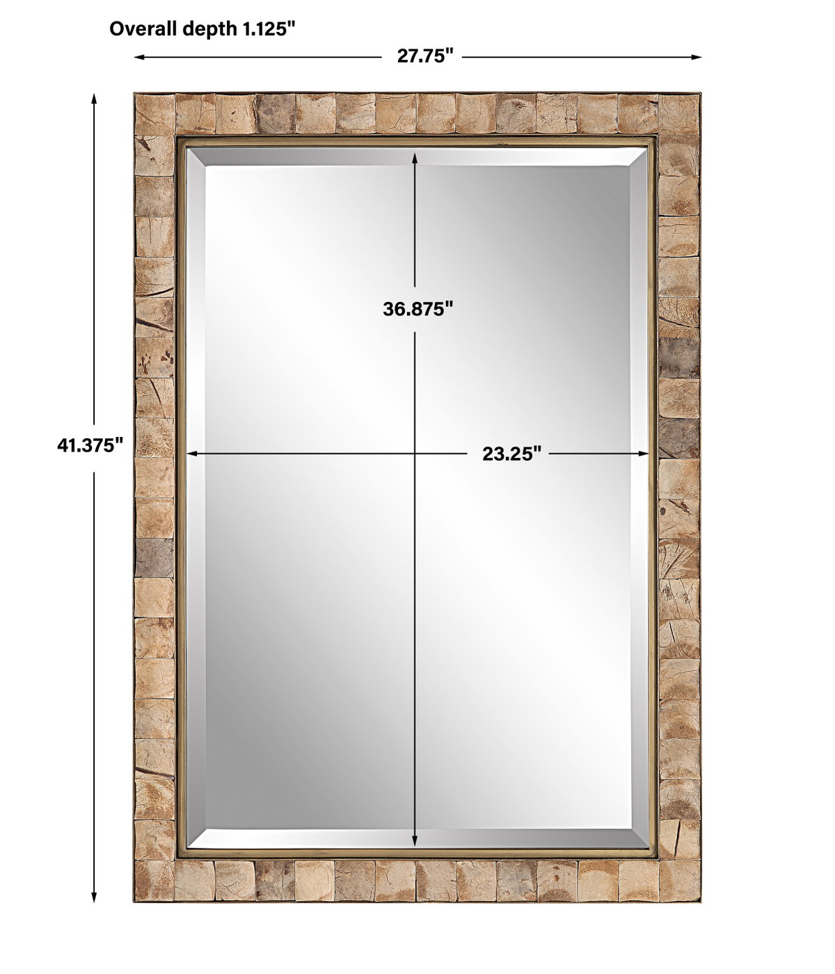 Cocos Coconut Shell Mirror, by Uttermost, 2'3.62" width x 3'3.5" height x 1.12" depth View 3