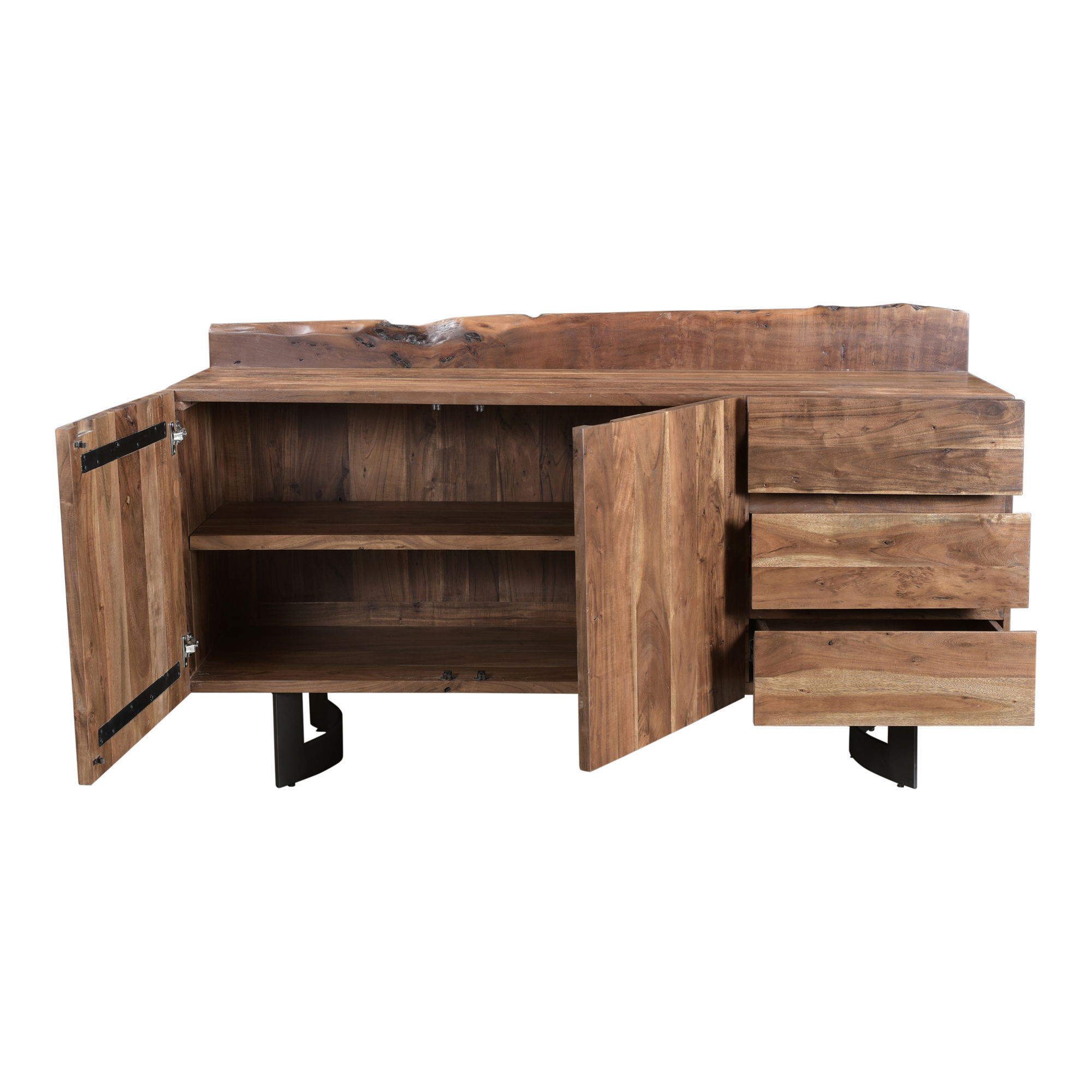 Bent Sideboard Brown, Cabinets & Sideboard by Moe's Home, 66" width x 37" height x 20" depth View 3