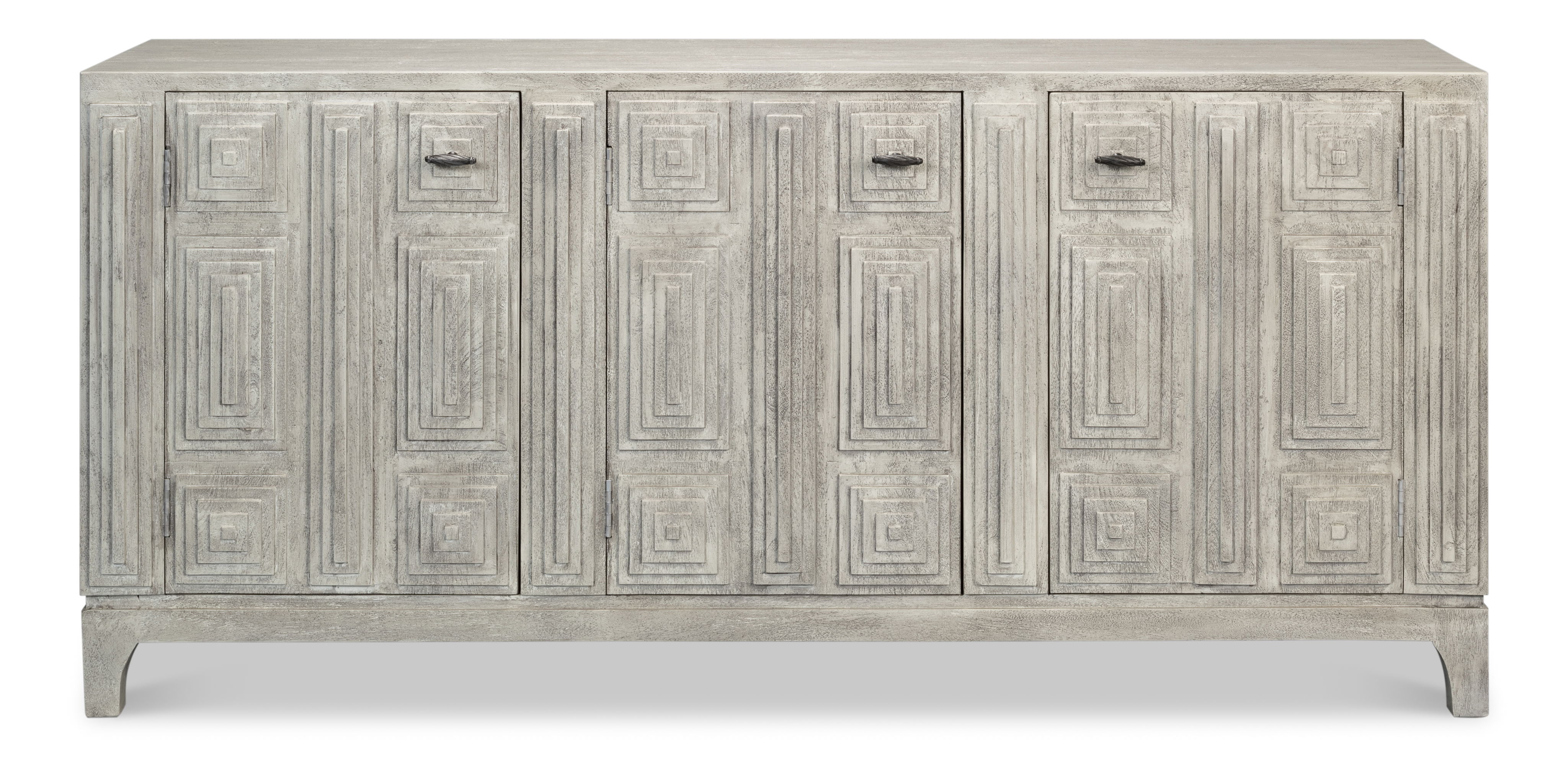 Rafina Three Door Sideboard, Cabinets & Sideboard by Sarreid, 74" length x 18" width x 34" height View 2