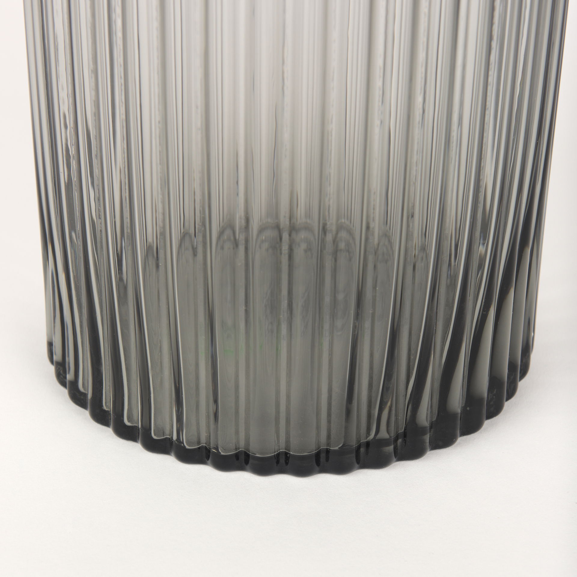 Dawn 11.4' Ribbed Smoke Gray Glass Vase, by Mercana, 6.1" length x 6.1" width x 11.42" height View 10
