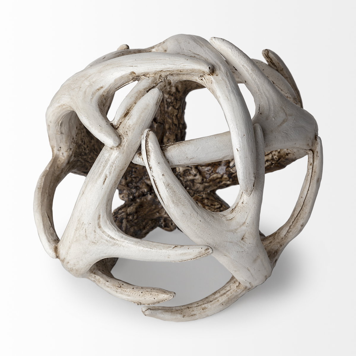 Ramus I (Small) 5L x 5W Brown Antler Shaped Decorative Resin Orb Ball, Decorative Object by Mercana, 4.8" length x 4.8" width x 4.8" height View 2