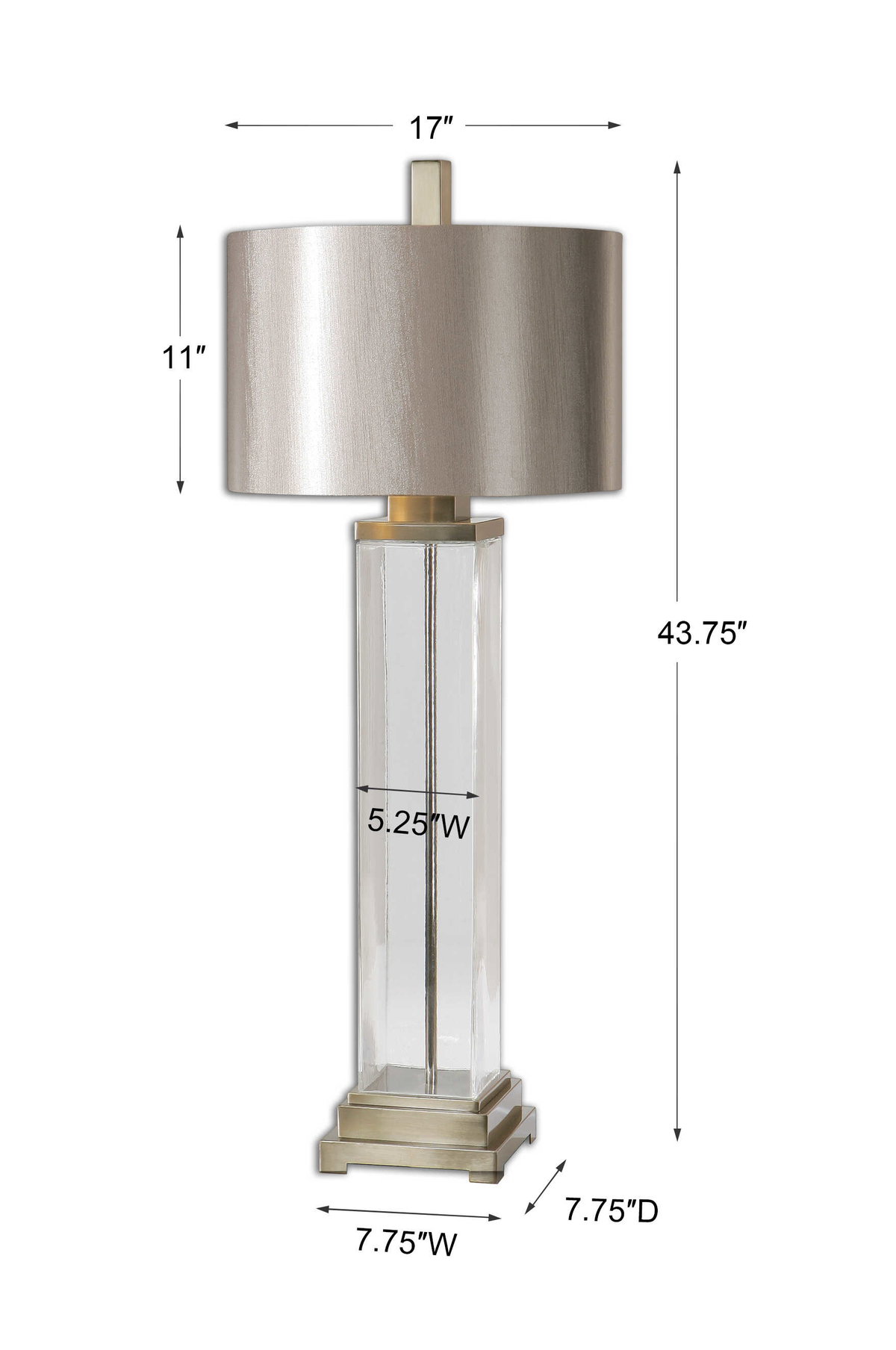Drustan Clear Glass Table Lamp, by Uttermost, 1'5" width x 3'7.75" height x 1'5" depth View 3